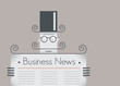 Old school retro businessman reading business news newspaper