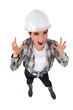 Portrait of a screaming tradeswoman