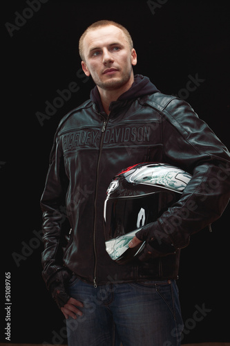 Photo: man wearing black leather jacket man wearing black leather jacket
