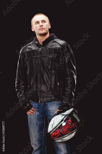 Photo: man wearing black leather jacket man wearing black leather jacket