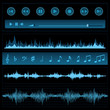 Notes and sound waves. Music background.