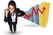 Photo: Businesswoman stood by bar chart Businesswoman stood by bar chart