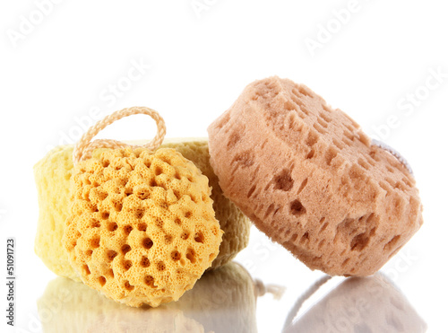 Photo: Three washcloths isolated on white Three washcloths isolated on white