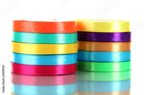 Photo: Many bright ribbons isolated on white Many bright ribbons isolated on white