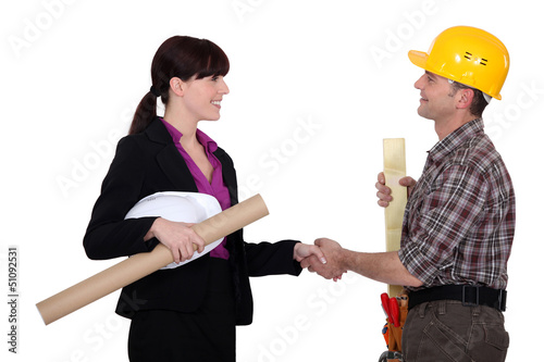 Photo: Construction hand-shake Construction hand-shake