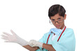 Little boy dressed as surgeon