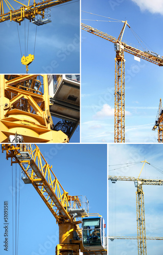 Photo: Montage of crane on construction site Montage of crane on construction site