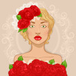 Vektor: Retro blonde with roses Retro blonde with roses