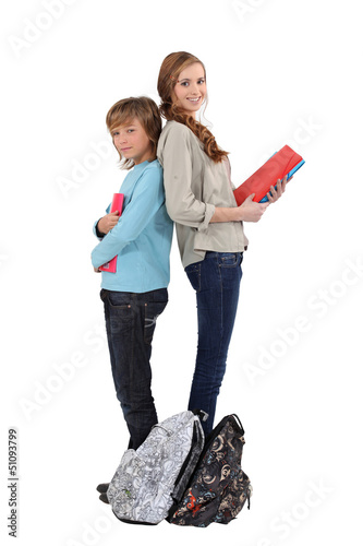 Photo: Brother and sister with homework Brother and sister with homework