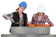 Two female bricklayers