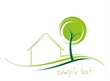 Home , tree, green icon, business logo design