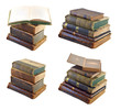 Old book piles set