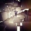 man and 3d cubes