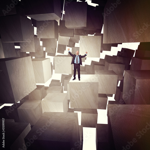 Photo: man and 3d cubes man and 3d cubes