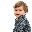 Sweet toddler with confused face expresssion.
