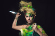 A fairy forest girl on a black background