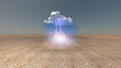 Dry Cracked earth with single cloud