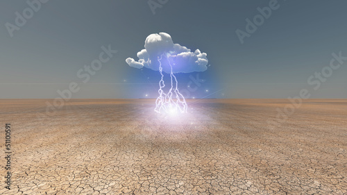 Illustration: Dry Cracked earth with single cloud Dry Cracked earth with single cloud