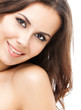 Portrait of beautiful woman, on white