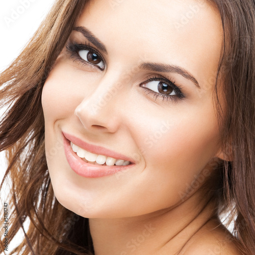 Photo: Portrait of beautiful woman, on white Portrait of beautiful woman, on white
