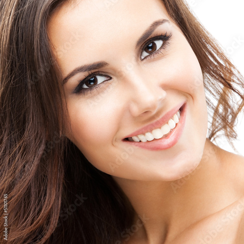 Photo: Portrait of beautiful woman, on white Portrait of beautiful woman, on white