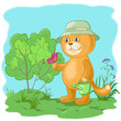 Vector: Cat gardener with a butterfly Cat gardener with a butterfly