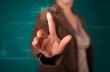 Woman pressing high tech type of modern buttons