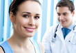 Portrait of smiling doctor and female patient
