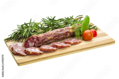 Photo: Salami with rosemary, basil and tomato Salami with rosemary, basil and tomato
