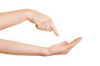 Photo: Finger zeigt fordernd auf leere Hand Finger zeigt fordernd auf leere Hand
