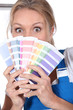 Painter with color samples
