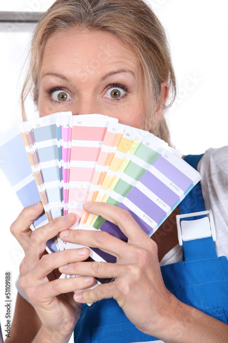 Photo: Painter with color samples Painter with color samples