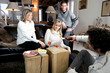 Friends having in formal dinner party