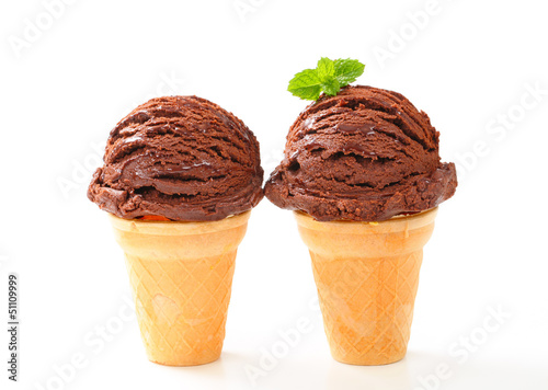 Photo: Chocolate ice cream cones Chocolate ice cream cones
