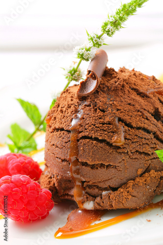 Photo: Chocolate ice cream with caramel Chocolate ice cream with caramel