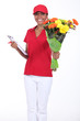 Woman delivering flowers