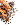 Various spices on a white background