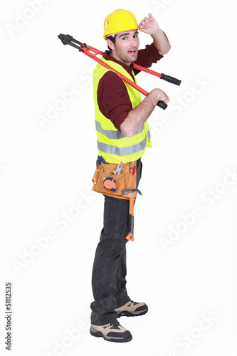 Photo: Tradesman giving a salute Tradesman giving a salute