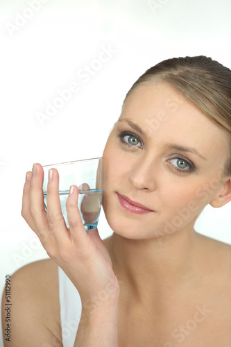 Photo: Young woman healthy with glass of water Young woman healthy with glass of water