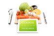 Concept of cookbook for beginners on the tablet computer