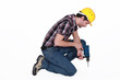Tradesman using a power tool