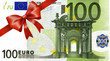 100 Euroschein mit rotem Band und Schleife