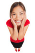 Happy woman overcome with joy