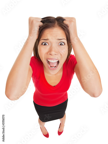 Photo: Terrified woman with appalled expression Terrified woman with appalled expression