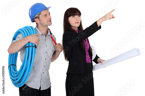 Photo: Electrician and architect Electrician and architect