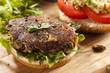 Homemade Organic Vegetarian Mushroom Burger