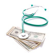 Foto: Doctor stethoscope with cash in dollars over white Doctor stethoscope with cash in dollars over white