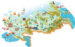 Cartoon vector map of Russia
