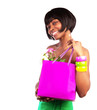 American girl holding shopping bag