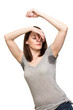 Woman sweating very badly under armpit